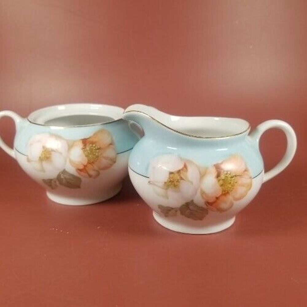 Z.S. & Co. Bavaria Flower Blossom Creamer And Sugar Bowl Vintage Early 1900's